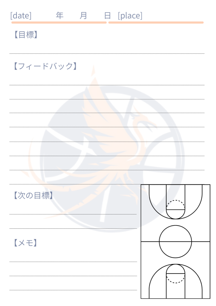バスケットボールノートのフィードバック例